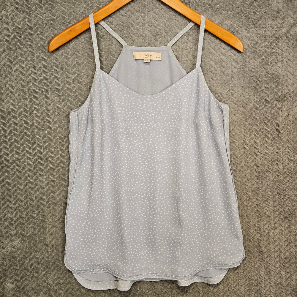 LOFT Petites Blue Bird Print Camisole Tank Top V-Neck Racerback XSP 1262